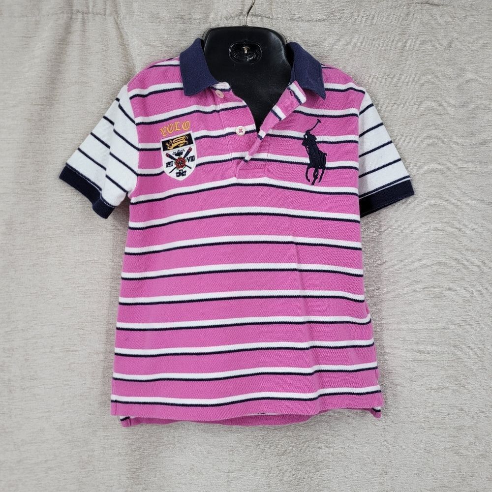 Polo Ralph Lauren Striped Pink Polo Shirt for Kids Boys Toddler 4T